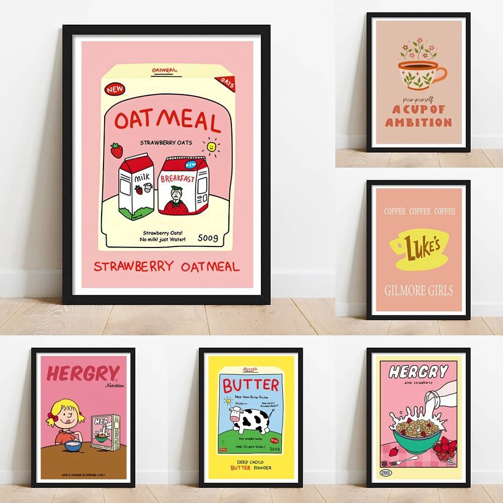 Baby Food Oatmeal - Нарисованный вручную бумажный постер с изображением