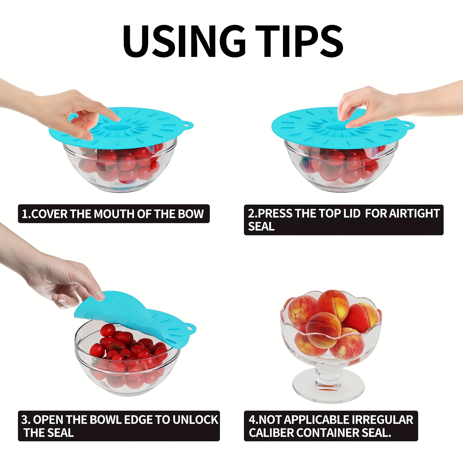 Набор из 5 силиконовых крышек, – обзор и цена Silicone Suction Bowl
